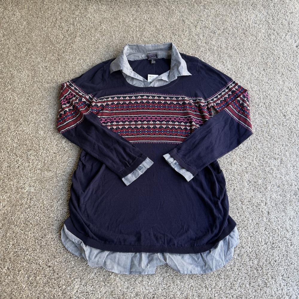 Oh Baby By Motherhood Sweater Womens L Fair Isle Long Sleeve Maternity Tunic